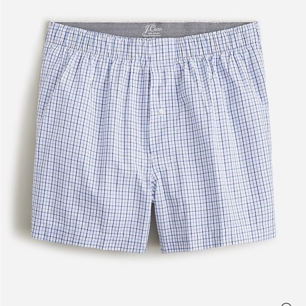 NWOT J.Crew Blue mini-tattersall Patterned Cotton Boxers NEW BT865 Men Size S